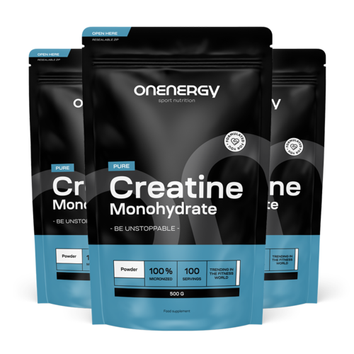3x Pure Creatina monoidrato in polvere, totale 1500 g