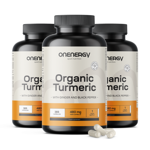 3x BIO Curcuma con zenzero e pepe nero, totale 1095 capsule