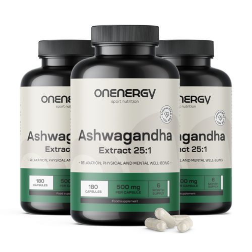 3x Ashwagandha 500 mg – estratto 25:1, totale 540 capsule