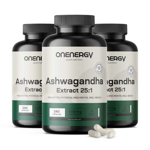 3x Ashwagandha 500 mg – estratto 25:1, totale 720 capsule