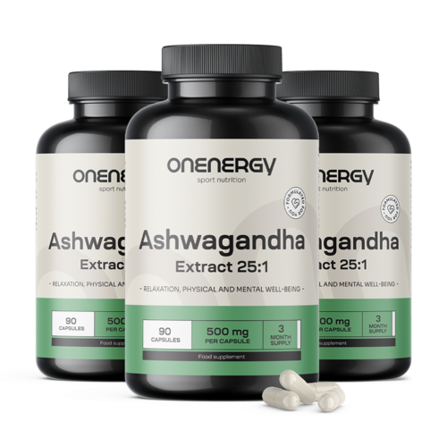 3x Ashwagandha 500 mg – estratto 25:1, totale 270 capsule