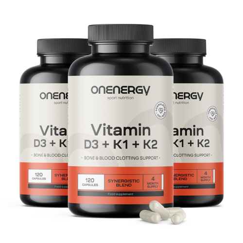 3x Vitamine D3 + K1 + K2, totale 360 capsule