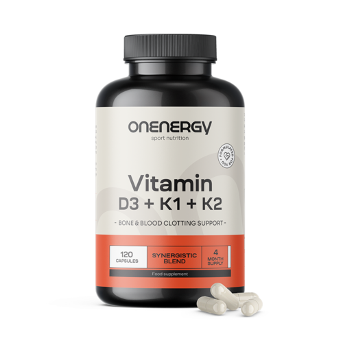 Vitamine D3 + K1 + K2, 120 capsule