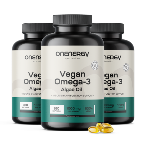 3x Omega-3 vegano da alghe 1000 mg, totale 1080 capsule molli