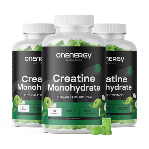 3x Creatina monoidrato 3000 mg – mela, totale 270 caramelle gommose