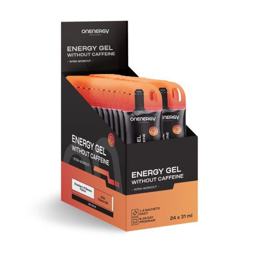 Gel energetico senza caffeina – fragola e banana, 24 x 31 ml