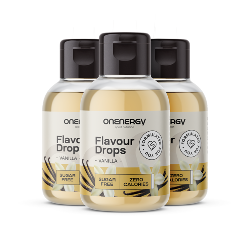 3x Gocce Flavour Drops con dolcificante – vaniglia, totale 150 ml